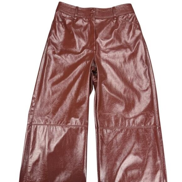 WILFRED Aritzia Funk Glossy Vinyl Faux Leather Pants Sz 2 Rustique - Picture 4 of 10